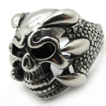 Claw Skull Biker Ring RVS